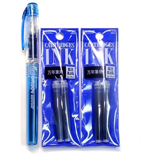 Platinum Penna stilografica  New Preppy, pennino fine, blu nero (PSQ-300 #3) + cartucce d'inchiostro SPN-100A#3 (blu nero) set (importato dal Giappone) [confezione originale Komainu-Dou]