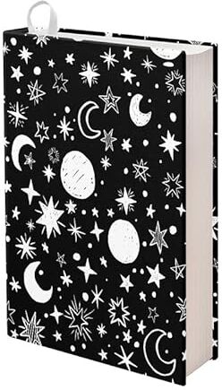 Kuiaobaty Stars Moon Pattern Novel Book Sleeve Cover 30 x 20 cm Tessuto elastico lavabile, libro di testo Blocco note panno di protezione