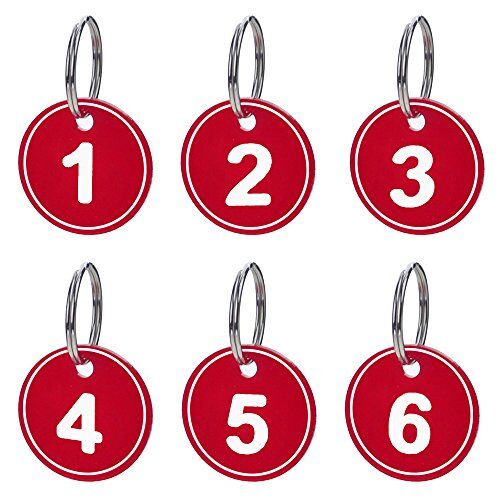 Aspire 1-50 Portachiavi Numerati in ABS, Portachiavi con Targhette Identificative, rosso da 1 a 50