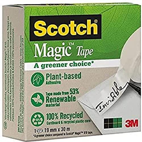 Scotch Magic Type Nastro Adesivo 3M Trasparente Inscrivibile, a Base Vegetale, 1 Pezzo