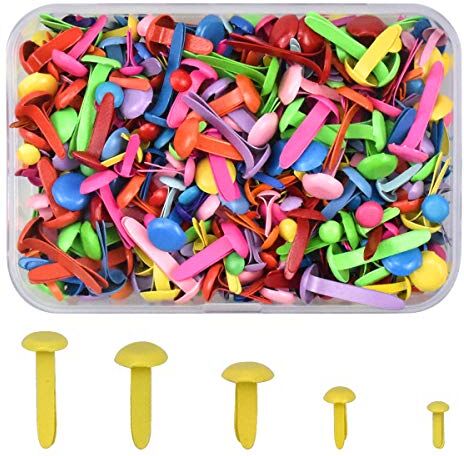 NATUCE 400PCS Fermacampioni, Colorato Mini Fermacarte, Testa Rotonda Mini Brad in Metallo Fermagli Modello Fermagli Fermacarte per Fabbricazione di Carte Scrapbooking Artigianato Fatto a Mano