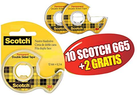 3M Scotch  Rotolo Biadesivo e Chiocciola, 12 x 6.3 m