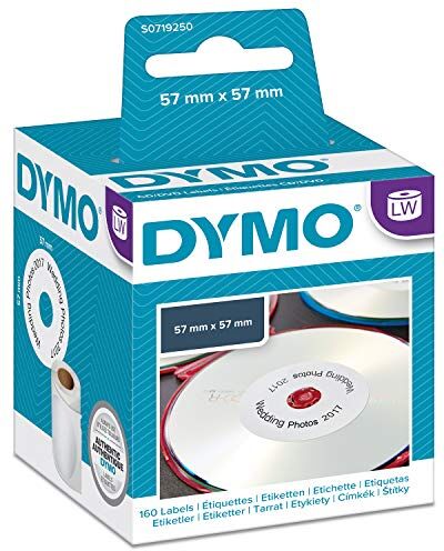 Dymo LabelWriter Etichette per Dischi, Ø 57 mm (Rotolo da 160), Stampa Nera su Bianco,