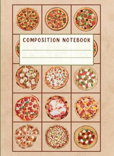 Composition Notebook College Ruled: Aesthetic Pizza Illustrations I Cute Pizza Art Journal for Back To School, College, Office, Work, Sketching I Wide Lined