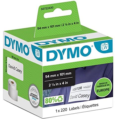 Dymo LabelWriter Rotoli Etichette Spedizione/Badge, 54x101mm, Bianco