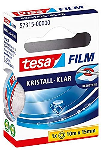 Tesa Film Cristallino, 10 m x 15 mm, 1 Rotolo nella Scatola Pieghevole Sospesa