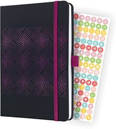 Sigel Agenda settimanale Jolie 2023, circa A5, nero, rosa, hardcover, 2 pagine = 1 settimana, 174 S