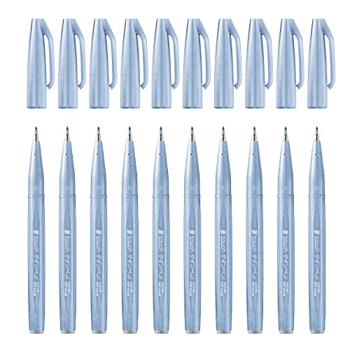 Pentel Pennarello con punta simile a pennello “Brush Sign Pen”, SES15C-12 10 Grigio blu