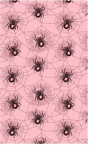 Atomic Halloween-Themed Ruled/Notebook Journal Pages Light Pink Background with Spiders in Webs (150 pages)