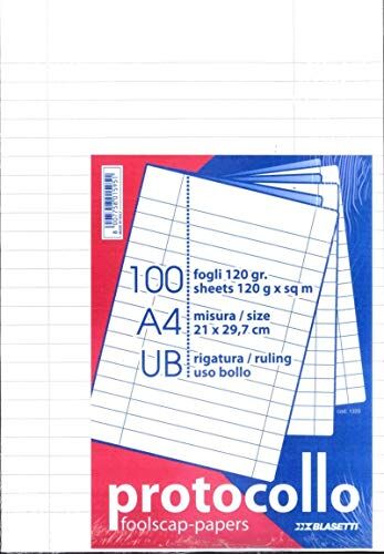 Blasetti Carta Protocollo 120 gr. UB 3 pacchi da 100 fogli Uso Bollo