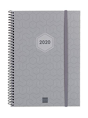 finocam – Agenda 2020 settimanale, vista orizzontale, a spirale, colore: grigio chiaro