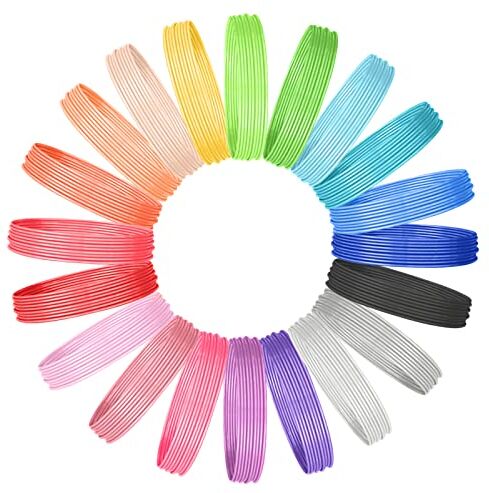 Cuyacili Filamento PLA per penna 3D, 20 colori 3D Pen Filamento Ricarica 5m / 16,4 piedi Filamento Penna 3D Colore casuale 20pcs