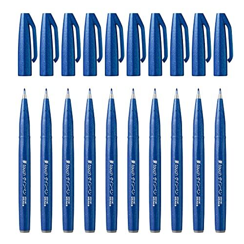 Pentel SES15C Brush Sign Pen blu 10 pezzi