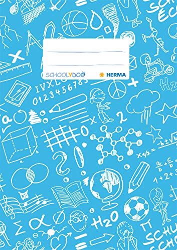 HERMA Copertina per quaderni, formato A5 Schoolydoo, con etichetta, in pellicola di polipropilene resistente e lavabile, copertina per quaderni scolastici, colorata