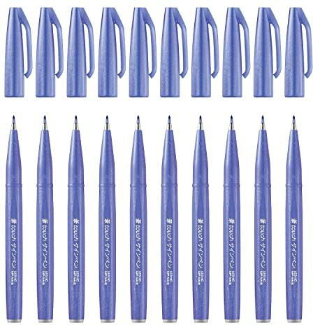 Pentel Pennarello con punta simile a pennello “Brush Sign Pen”, SES15C-12 10 Blu/viola