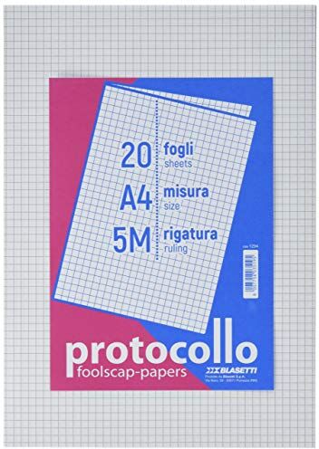 Blasetti confezione da 20 fogli protocollo quadretti 5M