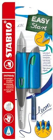 Stabilo Penna Stilografica Ergonomica  EASYbirdy in Azzurro/Verde per Destrimani Cartuccia Blu inclusa