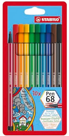 Stabilo Pennarello Premium  Pen 68 Astuccio da 10 Colori assortiti