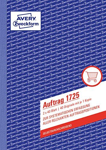 Avery ordine, DIN A5, l'auto-copia, 2 x 40 fogli, bianco, giallo