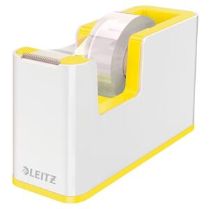 Leitz Dispenser per nastro adesivo con Nastro adesivo trasparente WOW, Bianco/Giallo