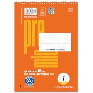 Staufen premio spiral block notes 5 block notes universitari, 40 fogli ciascuno, DIN A5, formato righello 7 (7 mm a quadretti), carta riciclata da 90 g/m² Staufen premio spiral block notes 5 block notes universitari, 40 fogli ciascuno, DIN A5, formato righello 7 (7 mm a quadretti), carta riciclata da 90 g/m²