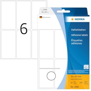HERMA Multi-purpose labels 34x67mm white 192 pcs. HERMA Multi-purpose labels 34x67mm white 192 pcs.