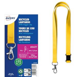 Avery Italia – Cordoncini in Rpet Riciclato Giallo con Gancio e Chiusura di Sicurezza 440x15mm, 10 Pezzi – Per Porta Badge in Fiere, Eventi e Conferenze Avery Italia – Cordoncini in Rpet Riciclato Giallo con Gancio e Chiusura di Sicurezza 440x15mm, 10 Pezzi – Per Porta Badge in Fiere, Eventi e Conferenze