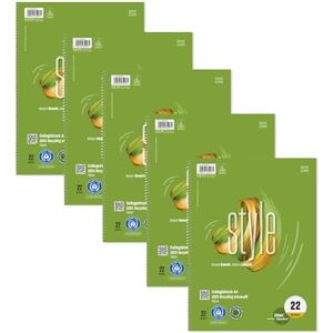 Staufen Blocco college verde DIN A4, righello 22 (5 mm a quadretti), 80 fogli, 4 fori, carta riciclata premium bianca 70 g/m², 5 pezzi Staufen Blocco college verde DIN A4, righello 22 (5 mm a quadretti), 80 fogli, 4 fori, carta riciclata premium bianca 70 g/m², 5 pezzi