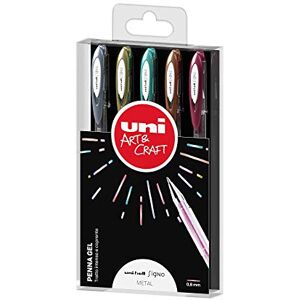 OSAMA Uni Ball Signo Penne Colorate a Sfera Punta 0.7 mm, Penne Gel Colorate dal Tratto Intenso Coprente senza Sbavature, Penna Multicolore in Pack da 5 Pezzi Colori Metal Assortiti per Lavoretti Creativi OSAMA Uni Ball Signo Penne Colorate a Sfera Punta 0.7 mm, Penne Gel Colorate dal Tratto Intenso Coprente senza Sbavature, Penna Multicolore in Pack da 5 Pezzi Colori Metal Assortiti per Lavoretti Creativi