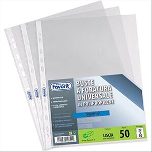 Favorit Buste a Foratura Universale 10 Buste, 50 x 70 cm, Trasparente Favorit Buste a Foratura Universale 10 Buste, 50 x 70 cm, Trasparente