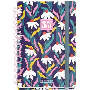 Miquelrius Agenda scolastica 2026 2027 giorno pagina 12 mesi, A6+ (12,5 × 17,8 cm), cartone foderato, doppia spirale, chiusura in gomma, tasca interna, adesivi e righello segnalibro, spagnolo-EN Miquelrius Agenda scolastica 2026 2027 giorno pagina 12 mesi, A6+ (12,5 × 17,8 cm), cartone foderato, doppia spirale, chiusura in gomma, tasca interna, adesivi e righello segnalibro, spagnolo-EN