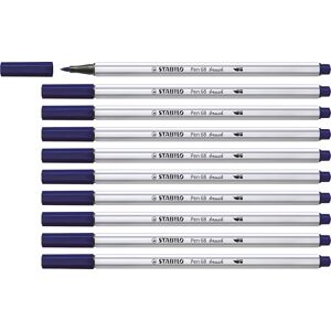 STABILO Pen 68 brush Pennarello Premium con punta a pennello Confezione da 10 Blu di Prussia STABILO Pen 68 brush Pennarello Premium con punta a pennello Confezione da 10 Blu di Prussia