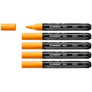 STABILO FREE Acrylic Marker acrilico T300 Punta rotonda 2-3mm Confezione da 5 Arancione STABILO FREE Acrylic Marker acrilico T300 Punta rotonda 2-3mm Confezione da 5 Arancione