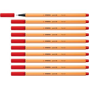 STABILO point 88 Fineliner Confezione da 10 Rosso Chiaro STABILO point 88 Fineliner Confezione da 10 Rosso Chiaro