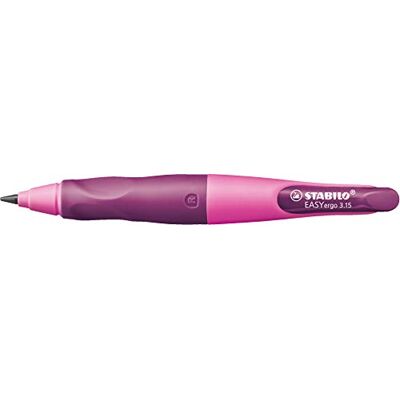 STABILO EASYergo 3.15 Matita a scatto Ergonomica Rosa/Lilla per Destrimani con mina 3.15 mm gradazione HB e temperino STABILO EASYergo 3.15 Matita a scatto Ergonomica Rosa/Lilla per Destrimani con mina 3.15 mm gradazione HB e temperino