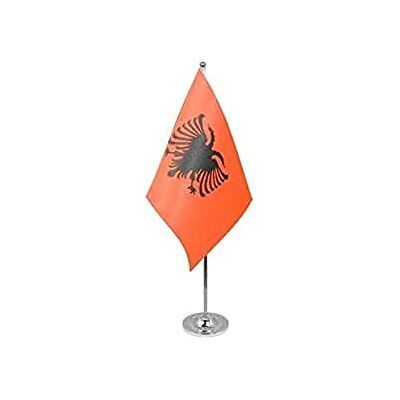AZ FLAG Bandiera da Tavolo Albania 22x15 cm Albanese Raso Base Metallo Uso interno bandiera da tavolo Shqipëri finitura cucita e bordi rinforzati con asta e base metallica AZ FLAG Bandiera da Tavolo Albania 22x15 cm Albanese Raso Base Metallo Uso interno bandiera da tavolo Shqipëri finitura cucita e bordi rinforzati con asta e base metallica
