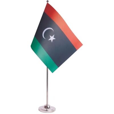 AZ FLAG Bandiera da Tavolo Libia 22x15 cm Libica Raso Base Metallo Uso interno bandiera da tavolo ليبيا finitura cucita e bordi rinforzati con asta e base metallica AZ FLAG Bandiera da Tavolo Libia 22x15 cm Libica Raso Base Metallo Uso interno bandiera da tavolo ليبيا finitura cucita e bordi rinforzati con asta e base metallica