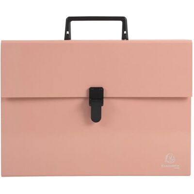 Exacompta Rif. 56767E Cartone da 4 raccoglitori per valigia con manico acquerello, soffietti rinforzati multicolori, chiusura con bottone a clip, 18 scomparti, dim 32 x 24 cm, per A4, corallo Exacompta Rif. 56767E Cartone da 4 raccoglitori per valigia con manico acquerello, soffietti rinforzati multicolori, chiusura con bottone a clip, 18 scomparti, dim 32 x 24 cm, per A4, corallo