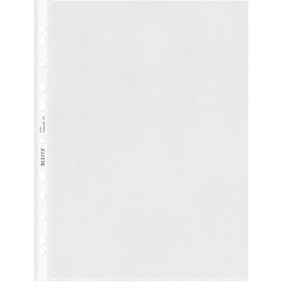 Leitz Buste perforate di qualità in PP 85 mic, 30% Plastica Riciclata pre-consumo, 100% Riciclabili, Formato A4, Finitura trasparente opaca, Apertura lato superiore e sinistro, Conf. da 100, Leitz Buste perforate di qualità in PP 85 mic, 30% Plastica Riciclata pre-consumo, 100% Riciclabili, Formato A4, Finitura trasparente opaca, Apertura lato superiore e sinistro, Conf. da 100,