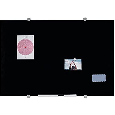 Bi-Office Flow Lavagna Magnetica In Vetro, Cancellabile a Secco, Colore Nero, 120x90cm Bi-Office Flow Lavagna Magnetica In Vetro, Cancellabile a Secco, Colore Nero, 120x90cm