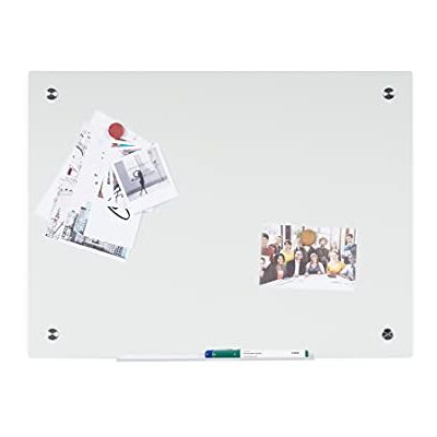Bi-Office River Lavagna Magnetica In Vetro, Colore Bianco, Senza Cornice, 60x45cm Bi-Office River Lavagna Magnetica In Vetro, Colore Bianco, Senza Cornice, 60x45cm