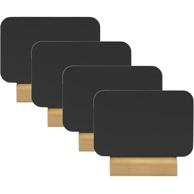 SECURIT Set di 4 Lavagne da Tavolo Rettangolari 7,5x9x2cm Base in Legno Laccato Inserto Rimovibile Pennarello Incluso SECURIT Set di 4 Lavagne da Tavolo Rettangolari 7,5x9x2cm Base in Legno Laccato Inserto Rimovibile Pennarello Incluso