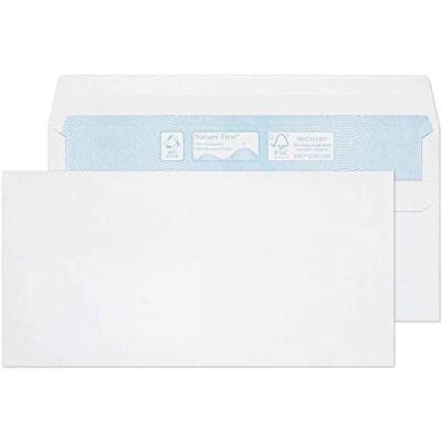 Blake Environmental 110 x 220 mm 90 g/m2 Portafoglio Autosigillante () Bianco, Confezione da 500 Blake Environmental 110 x 220 mm 90 g/m2 Portafoglio Autosigillante () Bianco, Confezione da 500