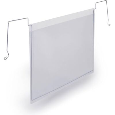 Durable Buste in PP con filo metallico integrato A5 orizzontale, porta etichetta trasparente, 50 pezzi, Durable Buste in PP con filo metallico integrato A5 orizzontale, porta etichetta trasparente, 50 pezzi,