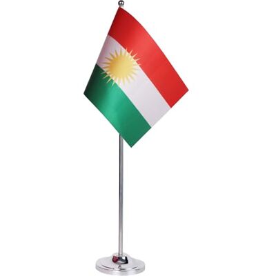 AZ FLAG Bandiera da Tavolo Curdistan 22x15 cm Raso Base Metallo Uso interno bandiera da tavolo curda Kurdista finitura cucita e bordi rinforzati con asta e base metallica AZ FLAG Bandiera da Tavolo Curdistan 22x15 cm Raso Base Metallo Uso interno bandiera da tavolo curda Kurdista finitura cucita e bordi rinforzati con asta e base metallica