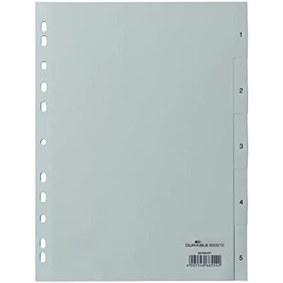 Durable Divisorio con tasti prestampati 1-5, f.to A4, 5 tasti, foratura universale, grigio Durable Divisorio con tasti prestampati 1-5, f.to A4, 5 tasti, foratura universale, grigio