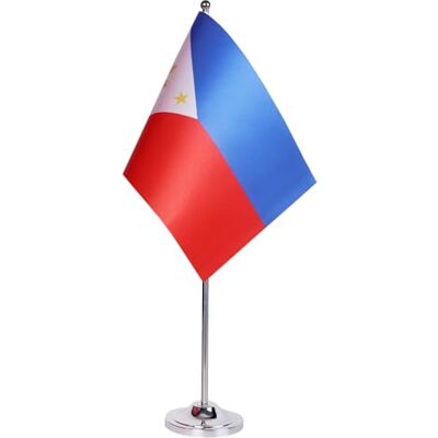 AZ FLAG Bandiera da Tavolo Filippine 22x15 cm Filippina Raso Base Metallo Uso interno bandiera da tavolo Philippines finitura cucita e bordi rinforzati con asta e base metallica AZ FLAG Bandiera da Tavolo Filippine 22x15 cm Filippina Raso Base Metallo Uso interno bandiera da tavolo Philippines finitura cucita e bordi rinforzati con asta e base metallica