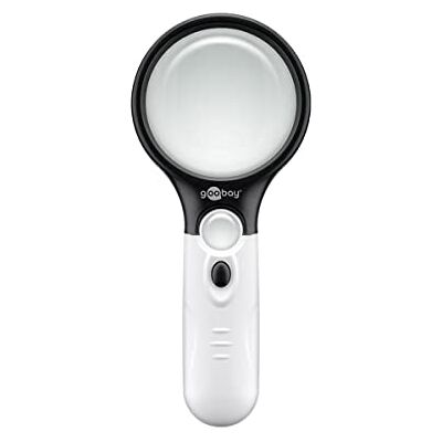 goobay Lente d'ingrandimento da lettura illuminata – Lente d'ingrandimento leggera con luce LED – Alta chiarezza – Lente d'ingrandimento senza distorsione con ingrandimento 2x e 12x – Lente goobay Lente d'ingrandimento da lettura illuminata – Lente d'ingrandimento leggera con luce LED – Alta chiarezza – Lente d'ingrandimento senza distorsione con ingrandimento 2x e 12x – Lente