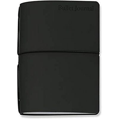 VELOFLEX Bullet Journal, taccuino, 13 x 21 cm, pelle rigenerata, nero, elastico, con 2 libretti: griglia di punti vuota e inserto calendario VELOFLEX Bullet Journal, taccuino, 13 x 21 cm, pelle rigenerata, nero, elastico, con 2 libretti: griglia di punti vuota e inserto calendario
