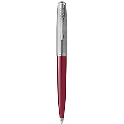 Parker 51 penna a sfera Corpo borgogna con finiture cromate Punta media con ricarica di inchiostro nero Confezione regalo Parker 51 penna a sfera Corpo borgogna con finiture cromate Punta media con ricarica di inchiostro nero Confezione regalo